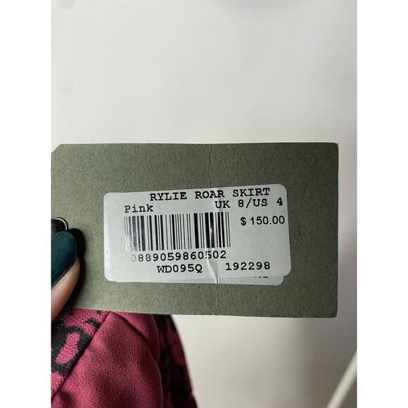Allsaints Women’s 4 Rylie Roar Mini Skirt Animal Print Pink Ruched Zip NWD - Picture 6 of 8